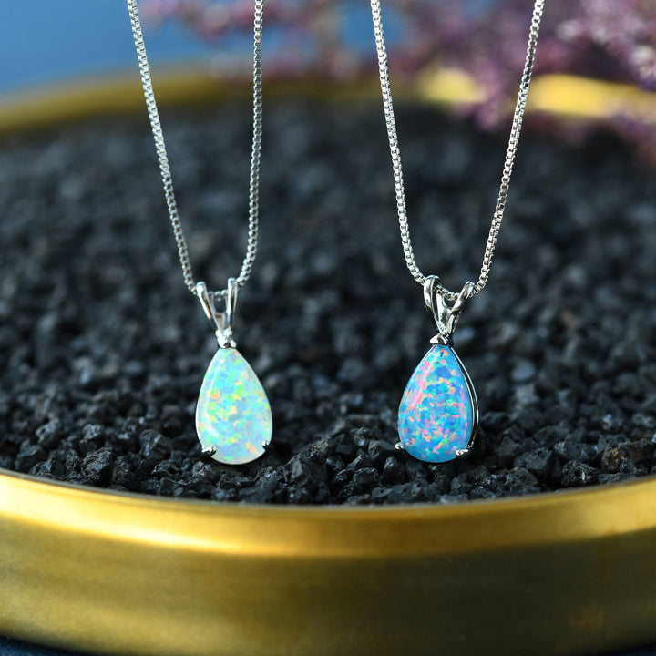 Minimalistisk dropp-opal-halsband - Selina