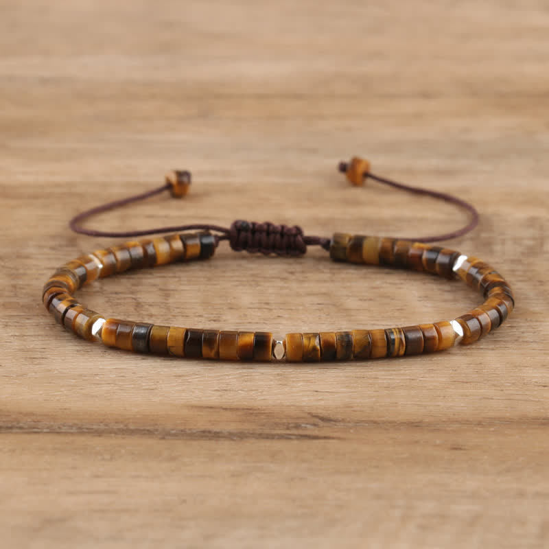 Flätat armband med 2,4 mm natursten-rullar - Seraphina