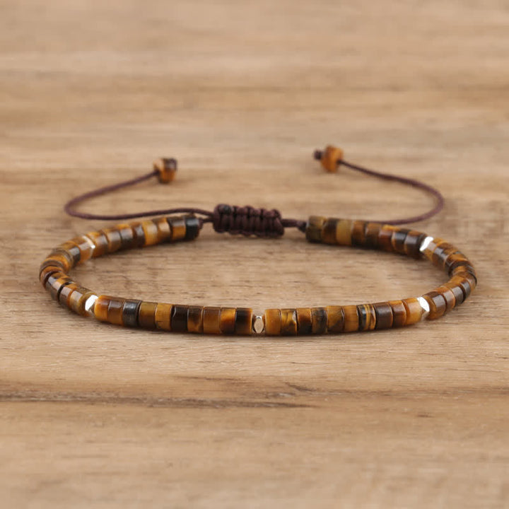 Flätat armband med 2,4 mm natursten-rullar - Seraphina