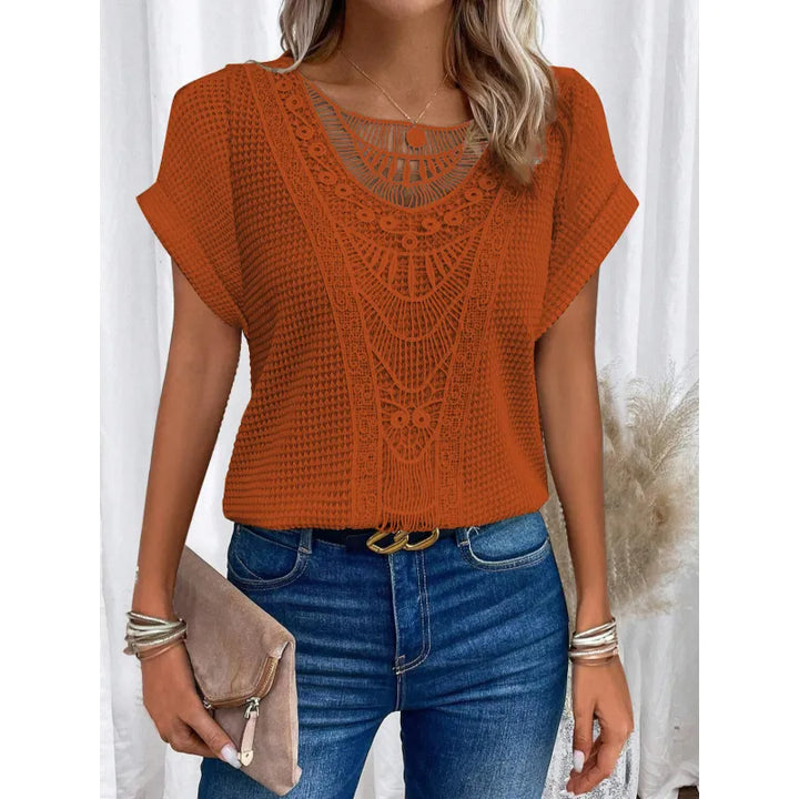Sara | Dames Top met Halsdetail en Kapmouwen