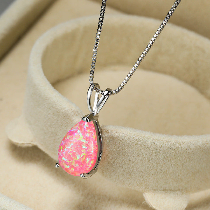Minimalistisk dropp-opal-halsband - Selina