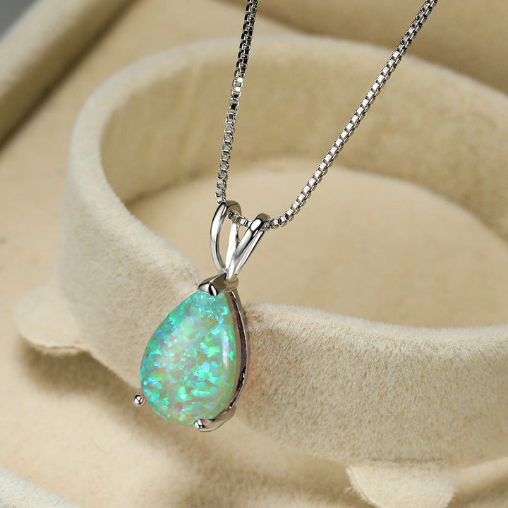 Minimalistisk dropp-opal-halsband - Selina
