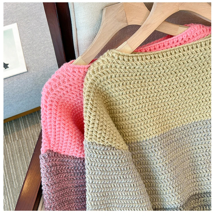 Dam Oversized stickad tröja med patchwork-design – Melina