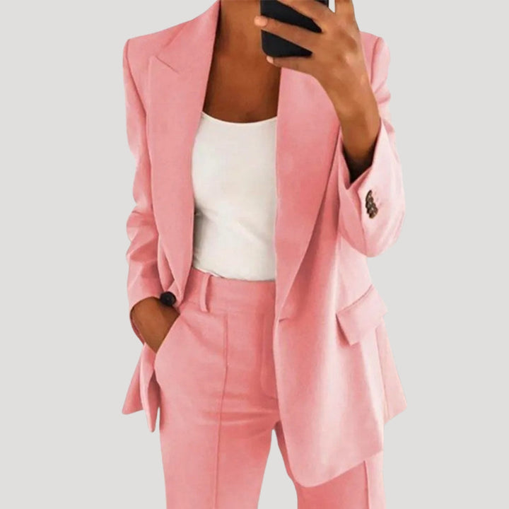 Dam kostym set med blazer och kostymbyxor modern passform