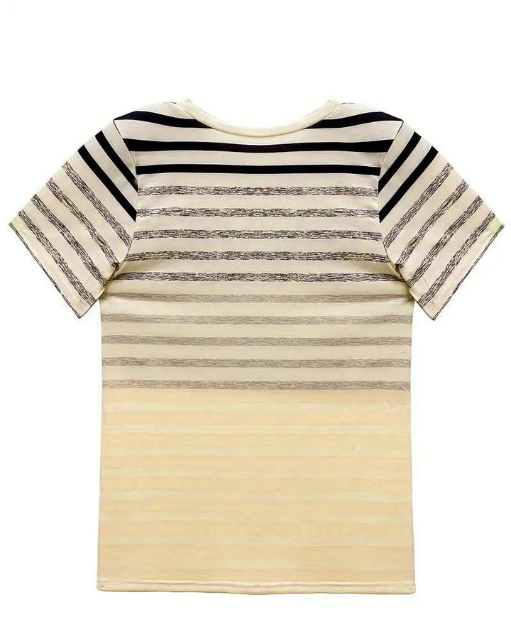 Randig dam T-shirt med rund halsringning och färgövergång – Melia