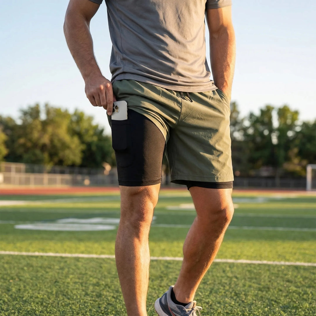 2-i-1 herrsportshorts med foder - Freddie