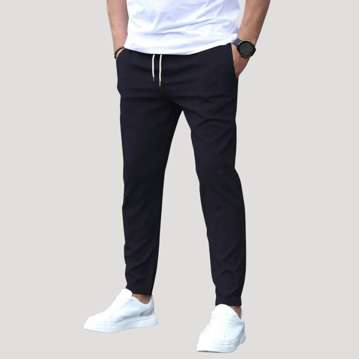 Herr chinos med elastisk midja dragsko bekväma avslappnad passform