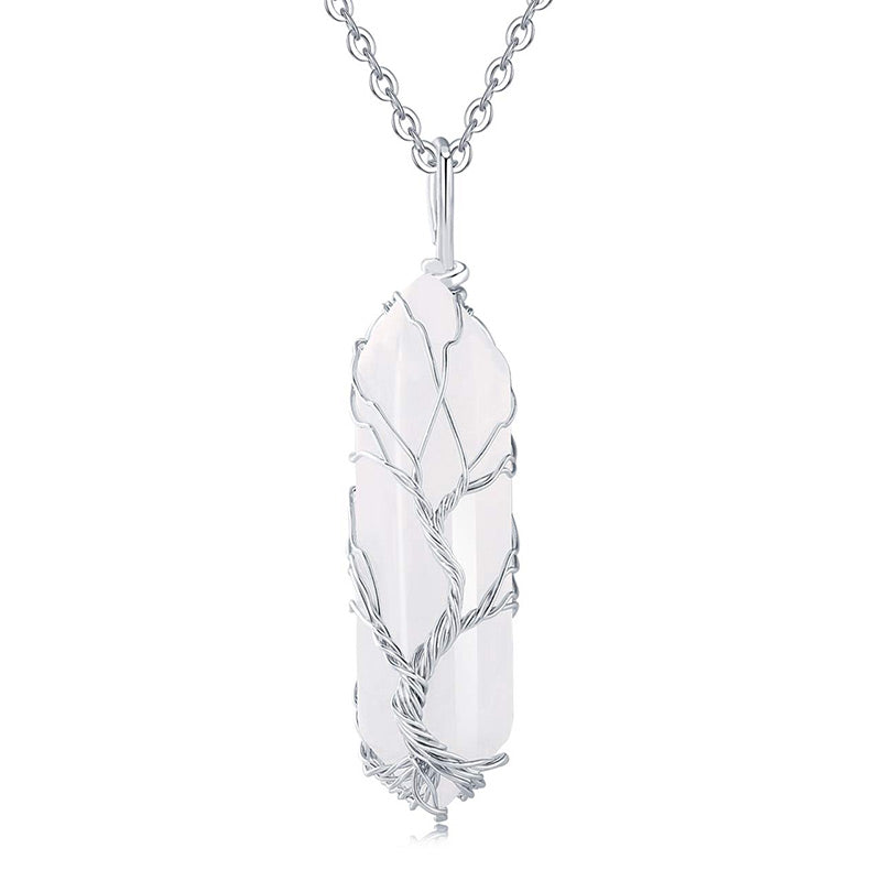 Stilfullt halsband med kristall- och Livets träd-ädelstenar – Elara