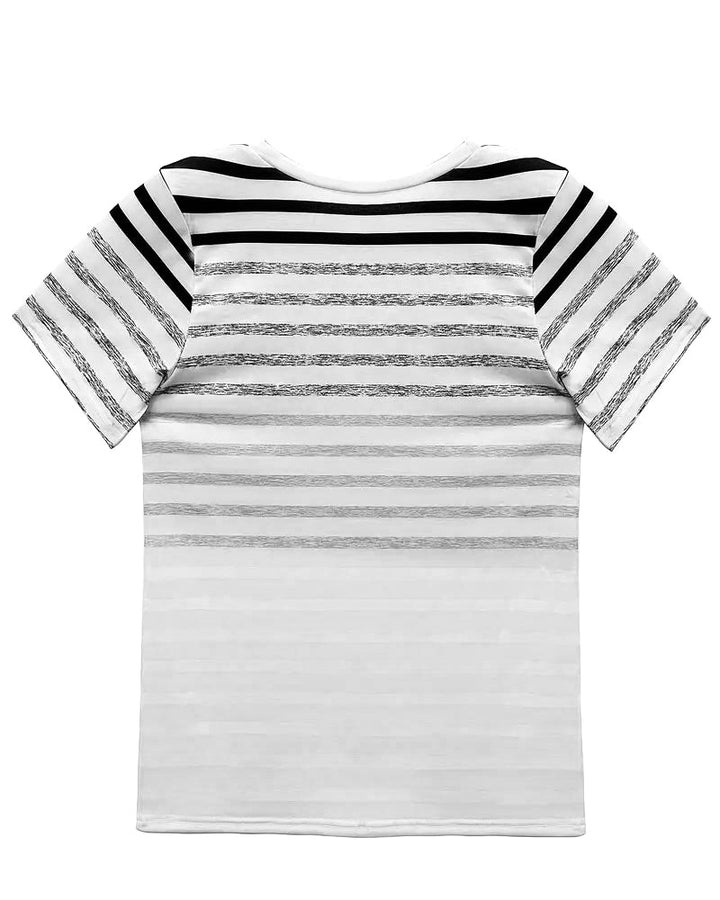 Randig dam T-shirt med rund halsringning och färgövergång – Melia