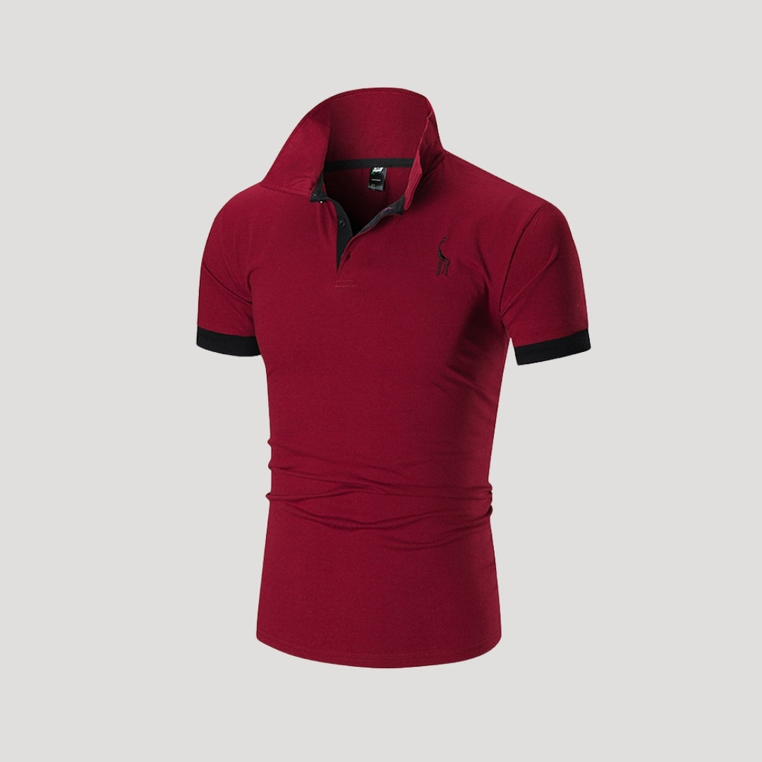 Herr kortärmad pikétröja henley i klassisk modell stilren