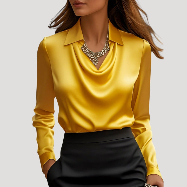 Dam snygga blusar långärmad med krage elegant stil