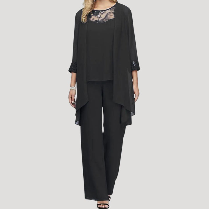 Dam matchande set med byxor och spets elegant sommar
