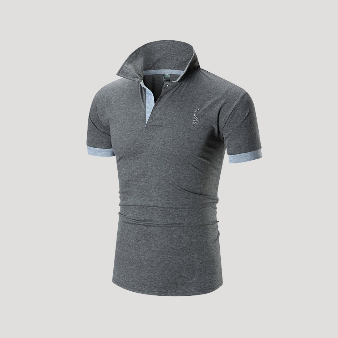 Herr kortärmad pikétröja henley i klassisk modell stilren