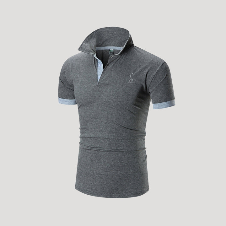 Herr kortärmad pikétröja henley i klassisk modell stilren