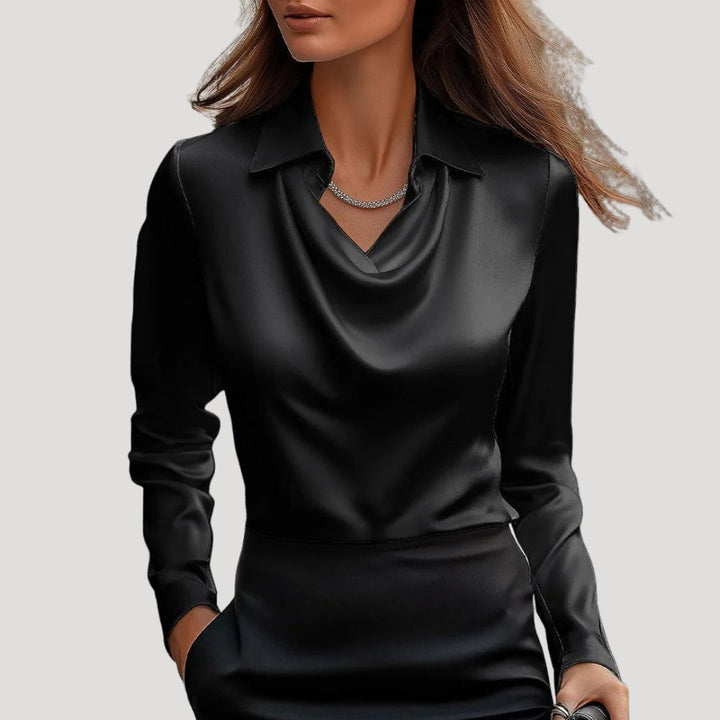 Dam snygga blusar långärmad med krage elegant stil