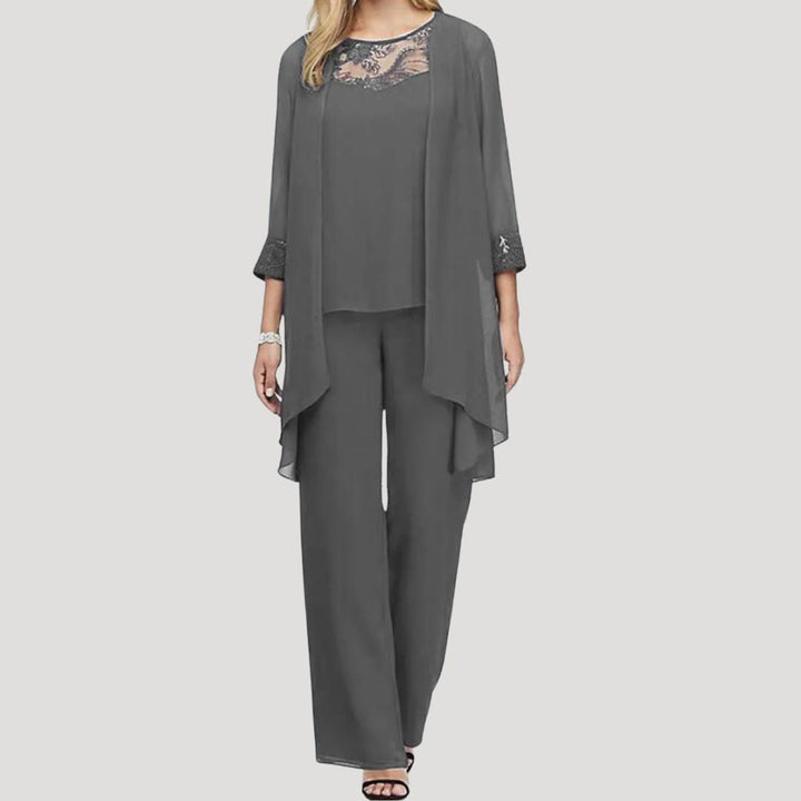 Dam matchande set med byxor och spets elegant sommar