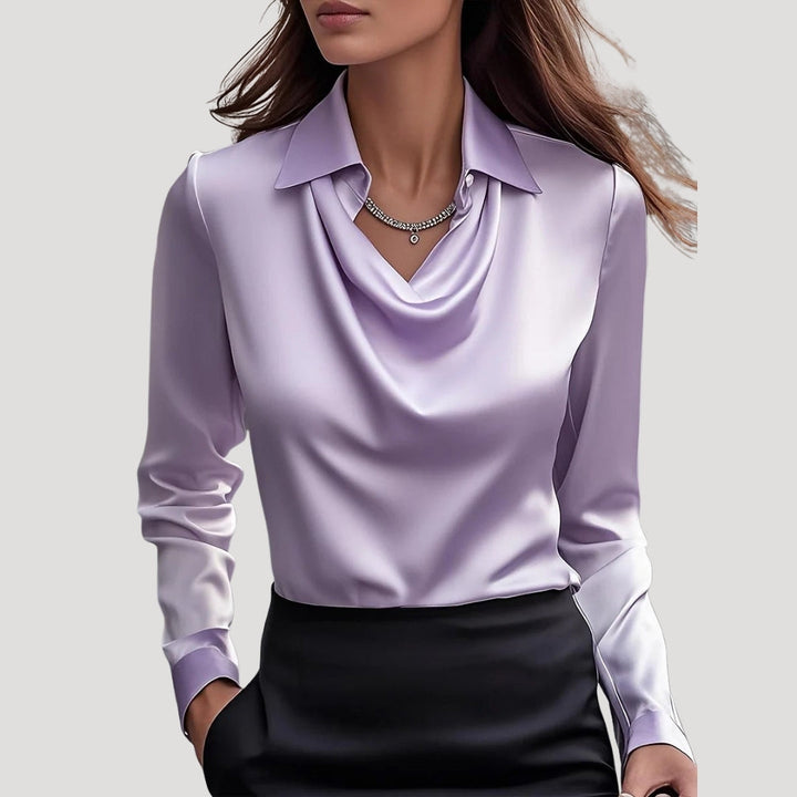 Dam snygga blusar långärmad med krage elegant stil
