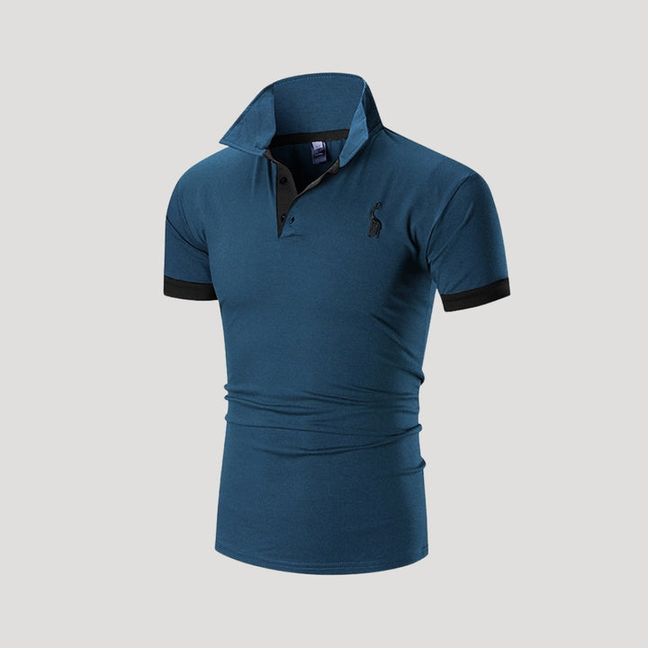 Herr kortärmad pikétröja henley i klassisk modell stilren