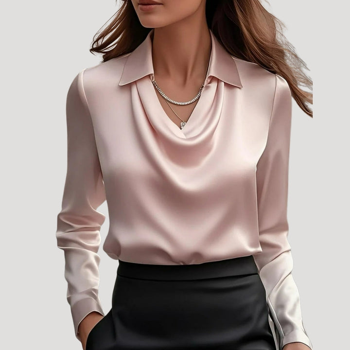 Dam snygga blusar långärmad med krage elegant stil