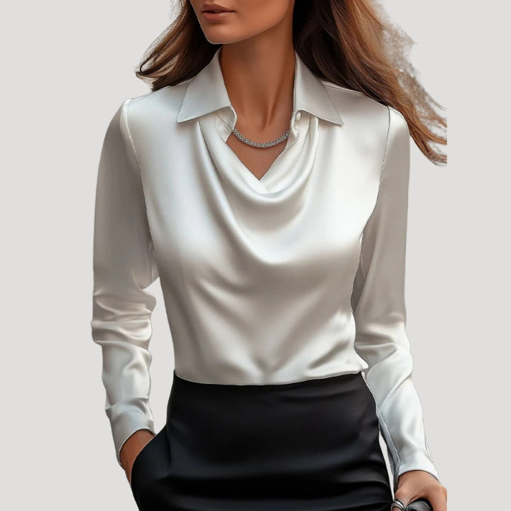 Dam snygga blusar långärmad med krage elegant stil
