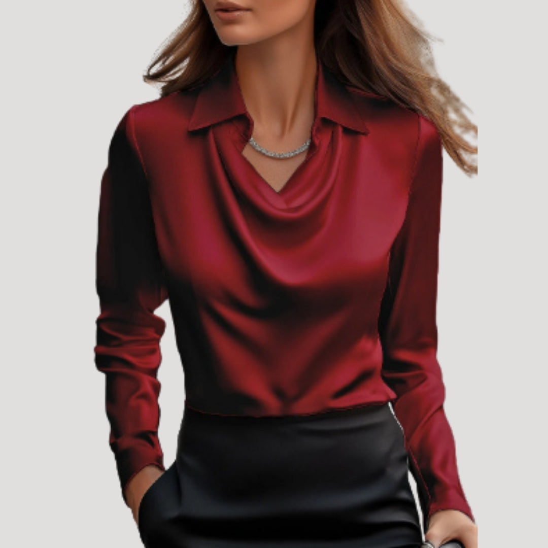 Dam snygga blusar långärmad med krage elegant stil