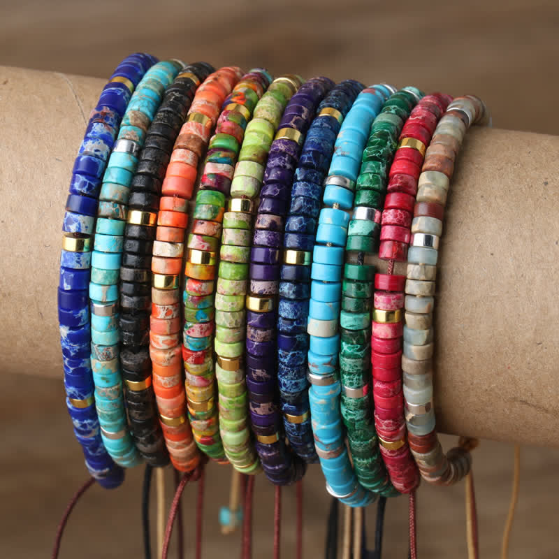 Flätat armband med 2,4 mm natursten-rullar - Seraphina