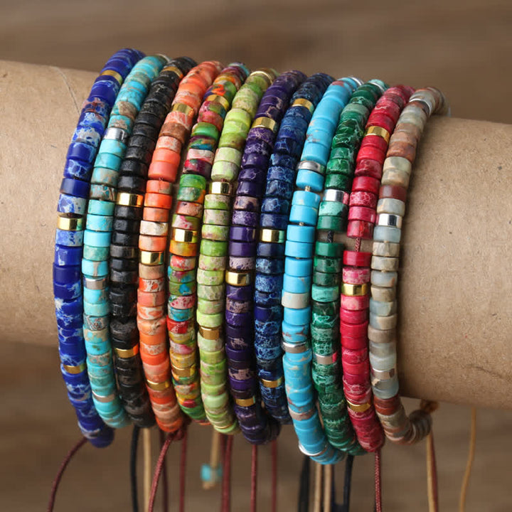 Flätat armband med 2,4 mm natursten-rullar - Seraphina