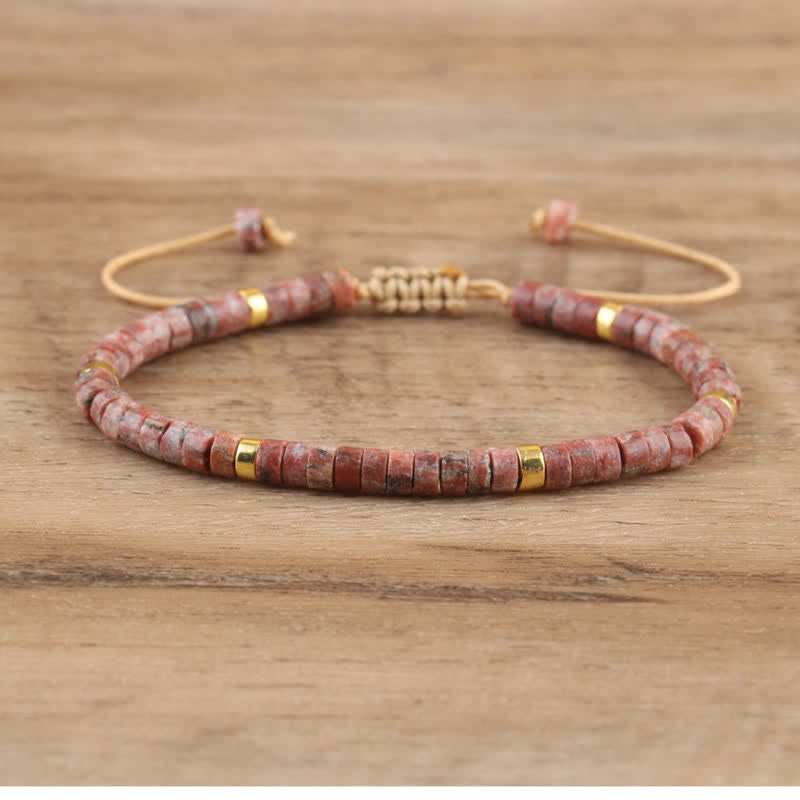 Flätat armband med 2,4 mm natursten-rullar - Seraphina