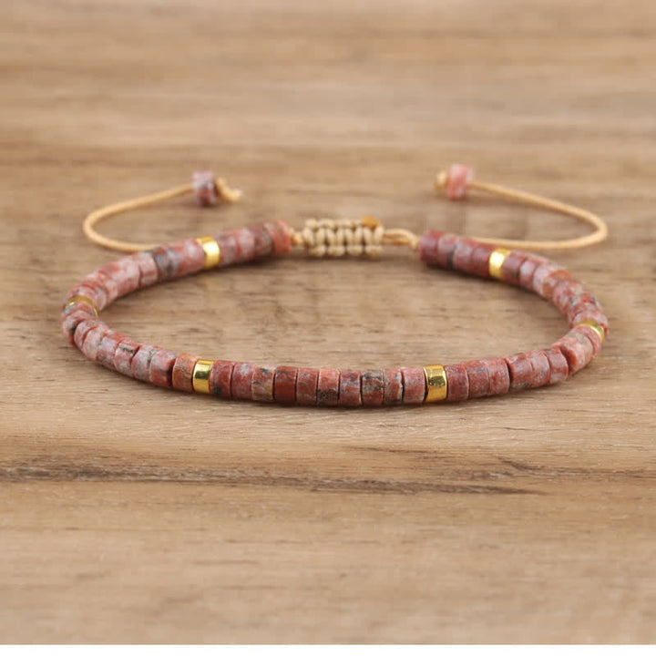 Flätat armband med 2,4 mm natursten-rullar - Seraphina