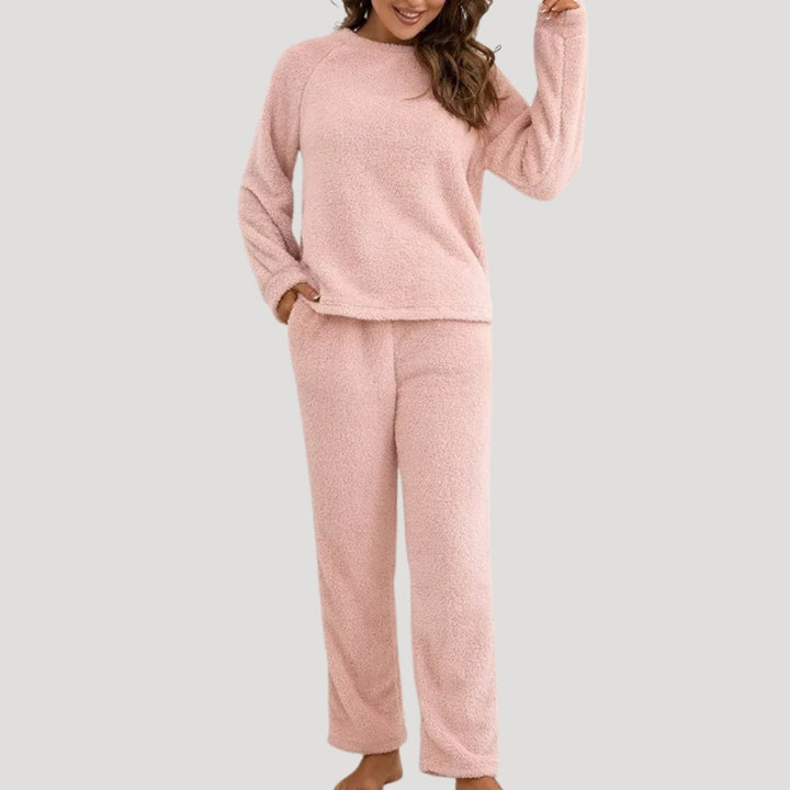 Dam tvådelat mjukisset fleece lång ärm mysdress
