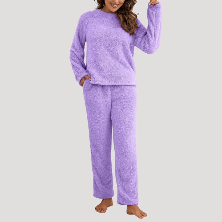 Dam tvådelat mjukisset fleece lång ärm mysdress