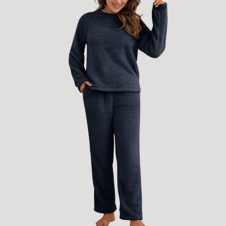 Dam tvådelat mjukisset fleece lång ärm mysdress
