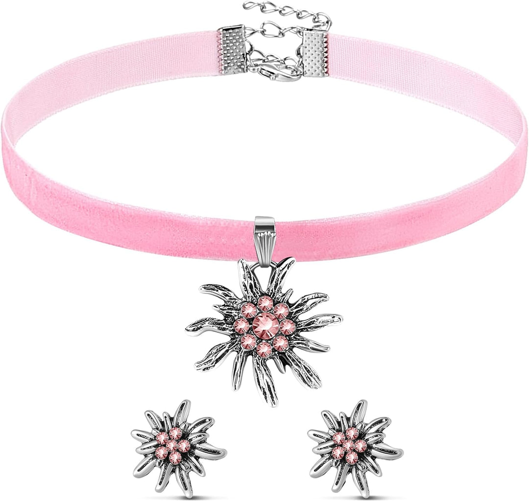 Edelweiss smyckeset med sammetsband – AlpenRosé Oktoberfest 2026