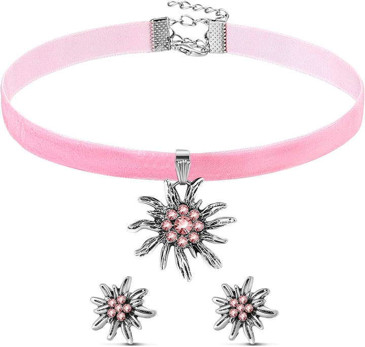 Edelweiss smyckeset med sammetsband – AlpenRosé Oktoberfest 2026