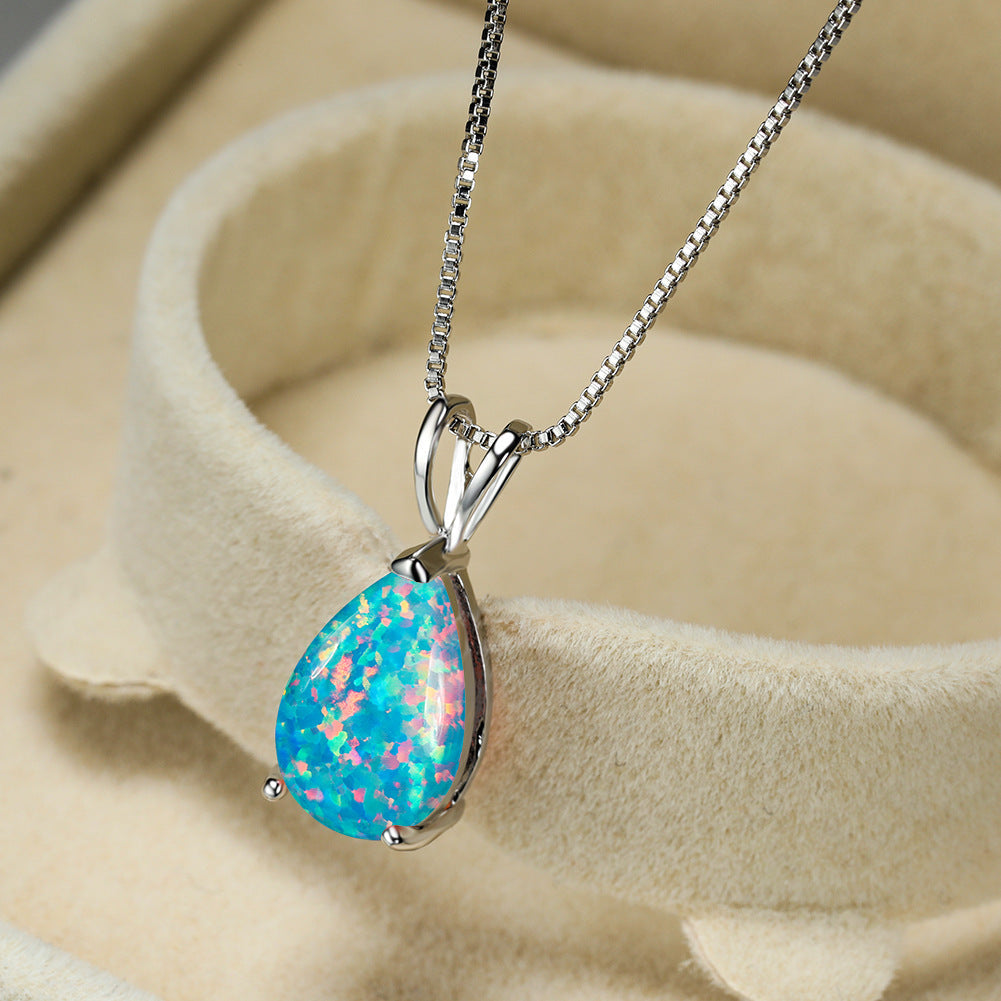 Minimalistisk dropp-opal-halsband - Selina