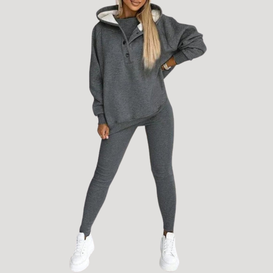 Dam mjukisset tvådelat hoodie och leggings mysdress