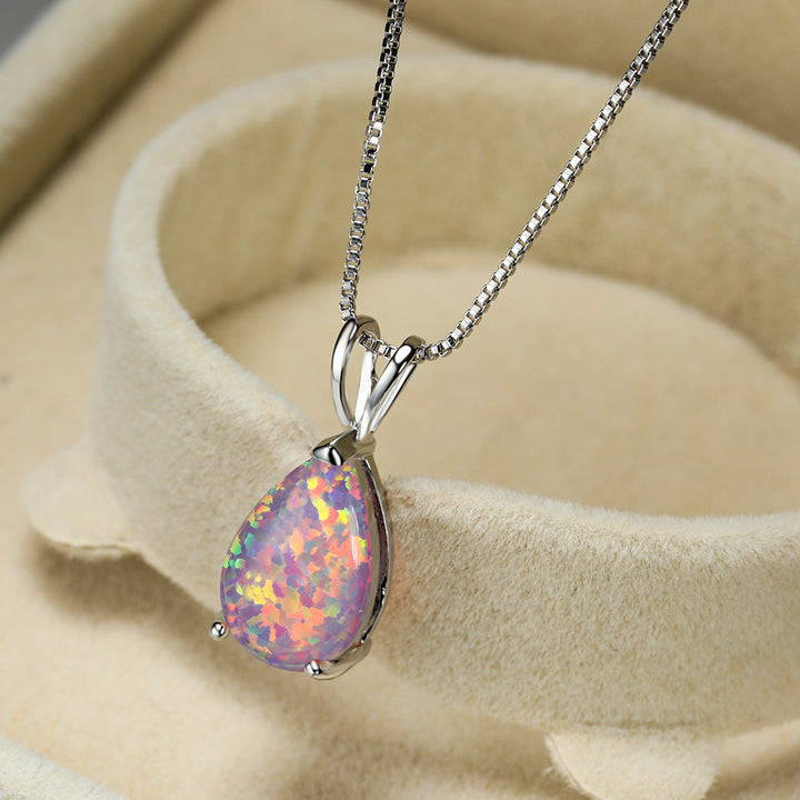 Minimalistisk dropp-opal-halsband - Selina