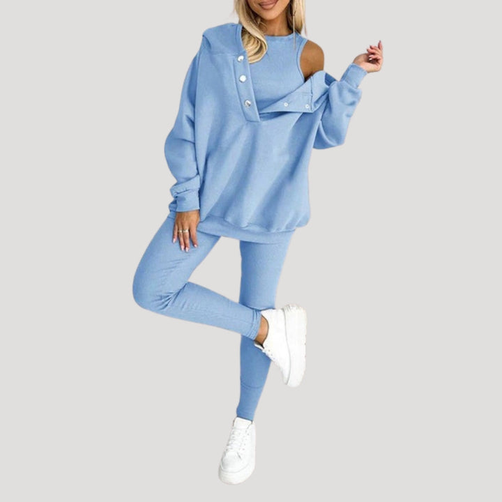 Dam mjukisset tvådelat hoodie och leggings mysdress