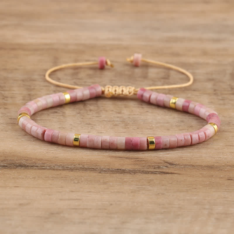 Flätat armband med 2,4 mm natursten-rullar - Seraphina