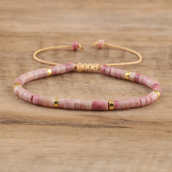 Flätat armband med 2,4 mm natursten-rullar - Seraphina