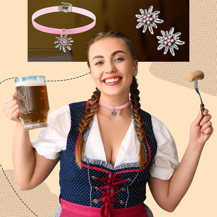 Edelweiss smyckeset med sammetsband – AlpenRosé Oktoberfest 2026