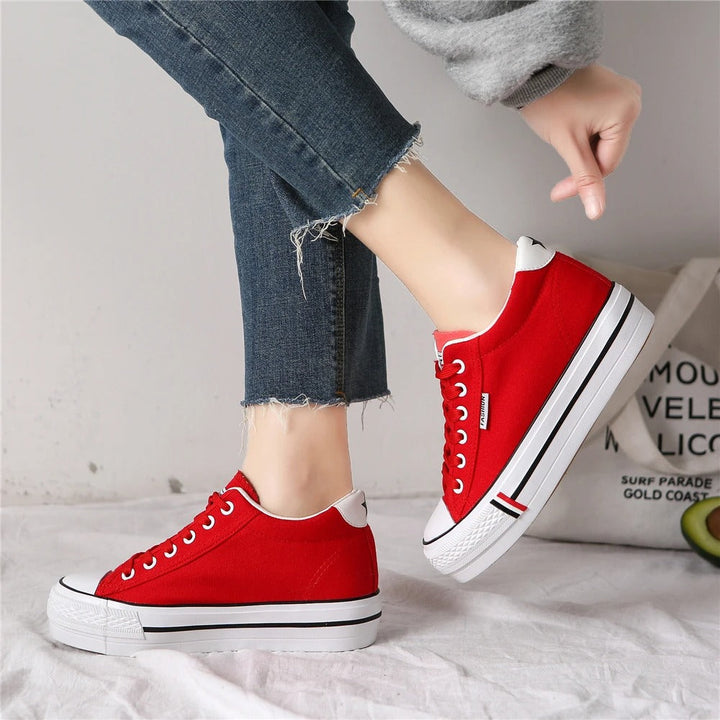Snygga damsneakers i canvas med platåsula - Leonie