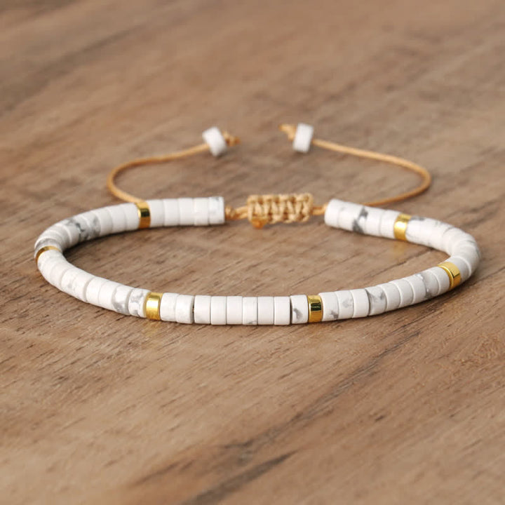 Flätat armband med 2,4 mm natursten-rullar - Seraphina