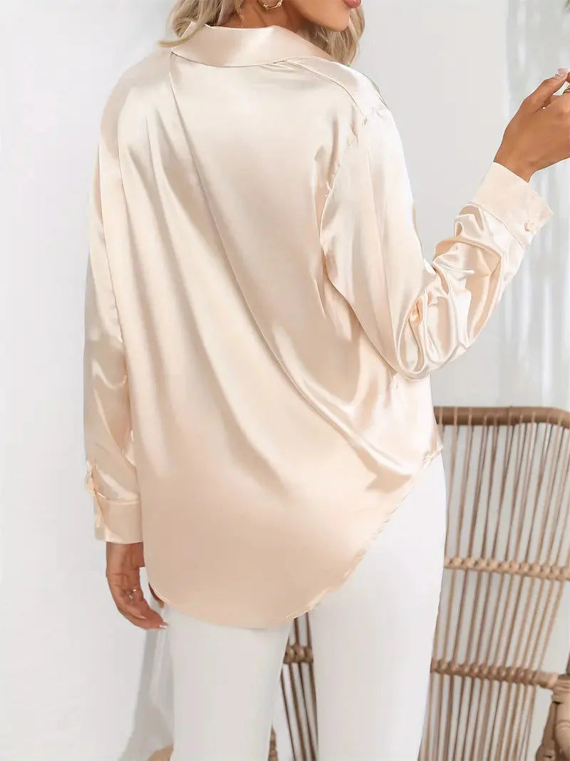 Alison Satin Blus | Elegant skjorta med knappar för kvinnor