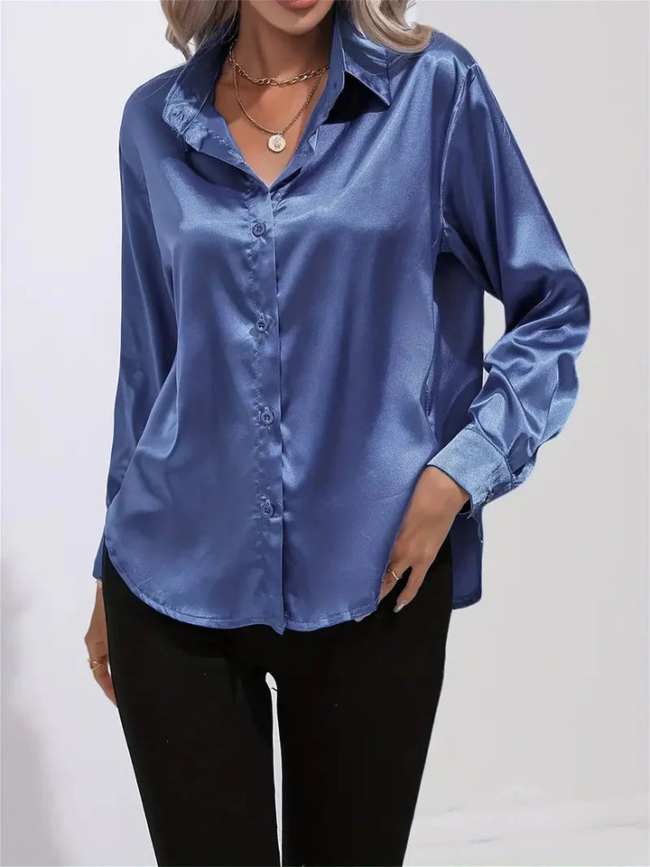 Alison Satin Blus | Elegant skjorta med knappar för kvinnor