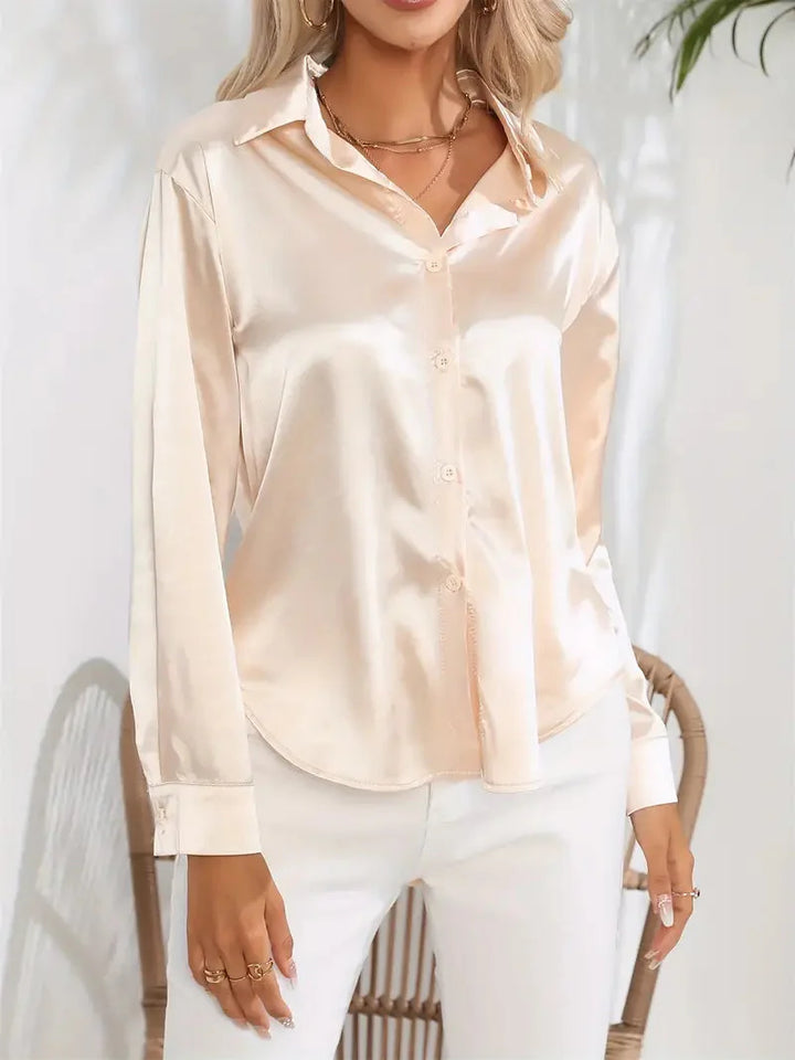 Alison Satin Blus | Elegant skjorta med knappar för kvinnor