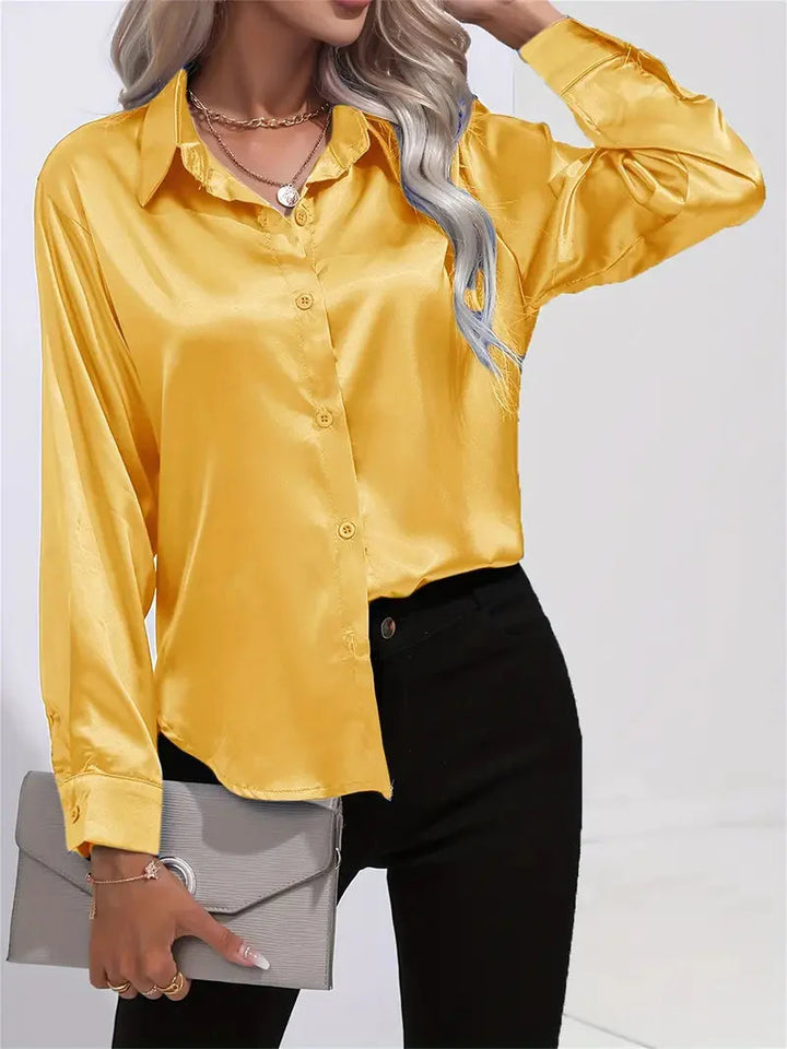 Alison Satin Blus | Elegant skjorta med knappar för kvinnor