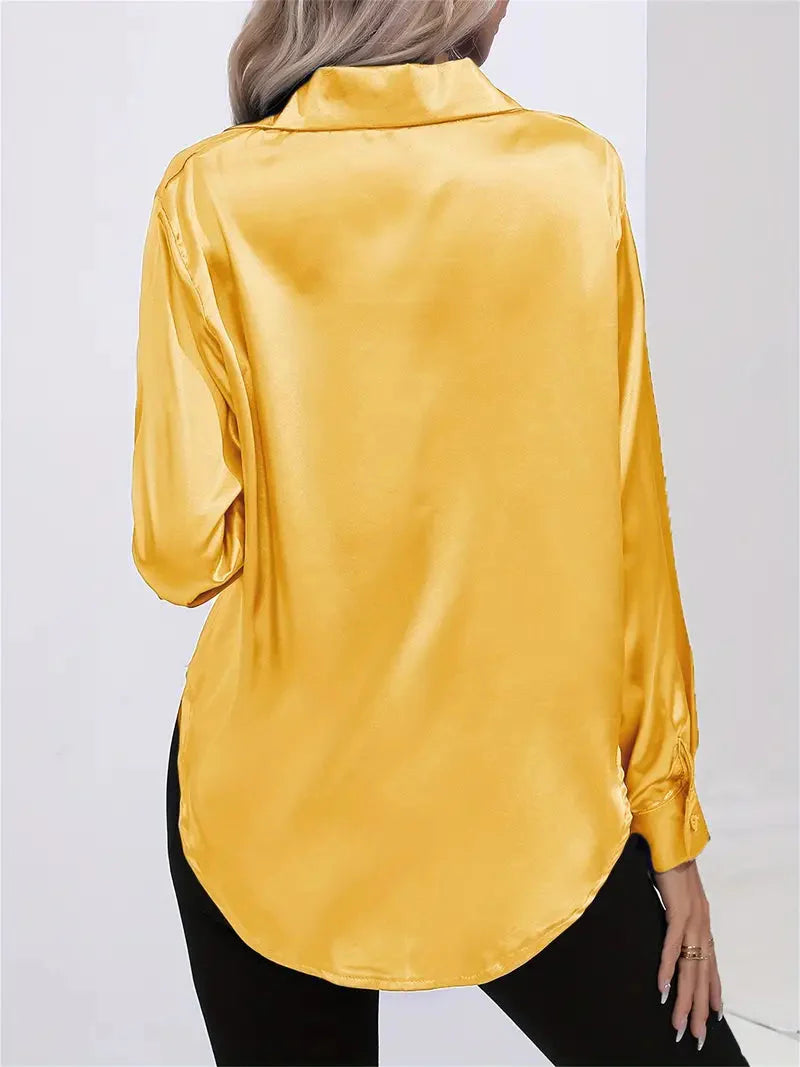 Alison Satin Blus | Elegant skjorta med knappar för kvinnor