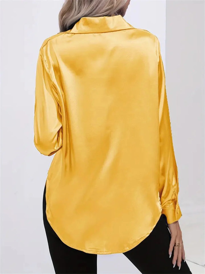 Alison Satin Blus | Elegant skjorta med knappar för kvinnor
