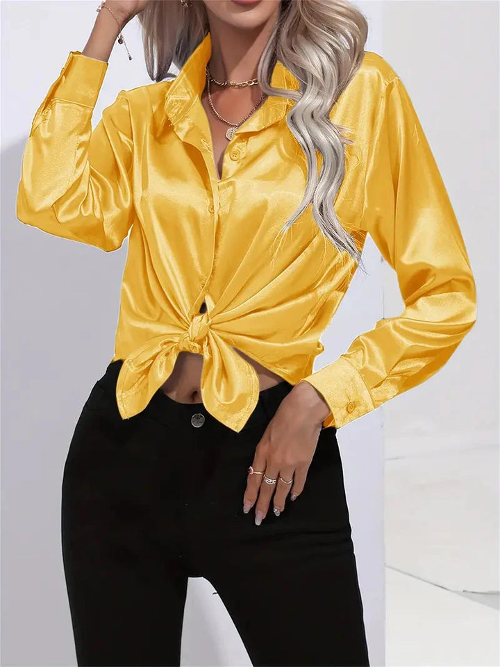 Alison Satin Blus | Elegant skjorta med knappar för kvinnor